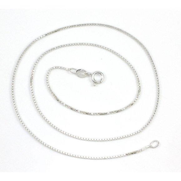 New Without Tags SS Italy 1mm Box Chain Necklace - Picture 2 of 4